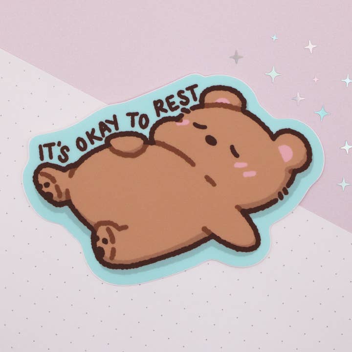 Beary It’s Okay To Rest • Vinyl Sticker for wholesale by Sam’s Scribbles