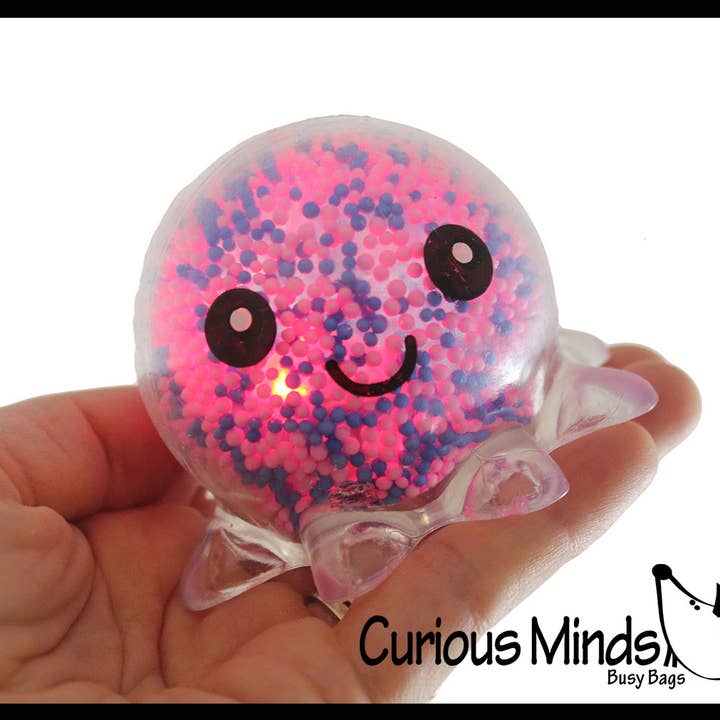 Curious Minds Toys – wholesale Fidget Toy - Barn – 1 Light Up Octopus - Luft och frigolit Bead Filled Squeeze9