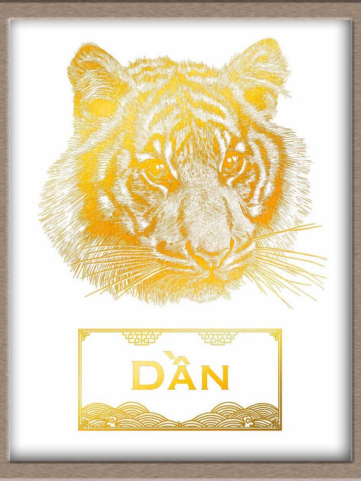 The Tiger from the Vietnamese Zodiac (Foiled Art Print) for wholesale by JoyousJoyfulJoyness