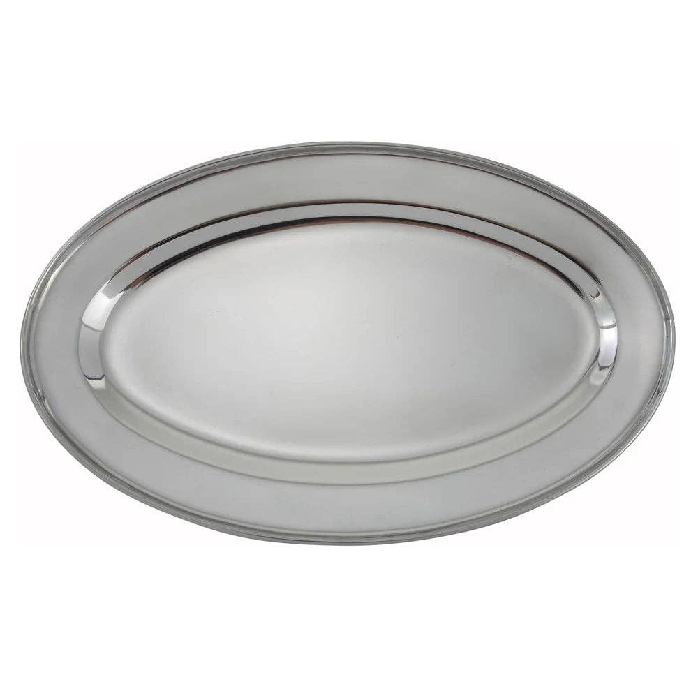 EcoQuality – wholesale Platter – OPL-12 to OPL-22 Stainless Steel 12" x 8-5/8" to 21-3/4" x 14-1/2" Oval Serving Platter0