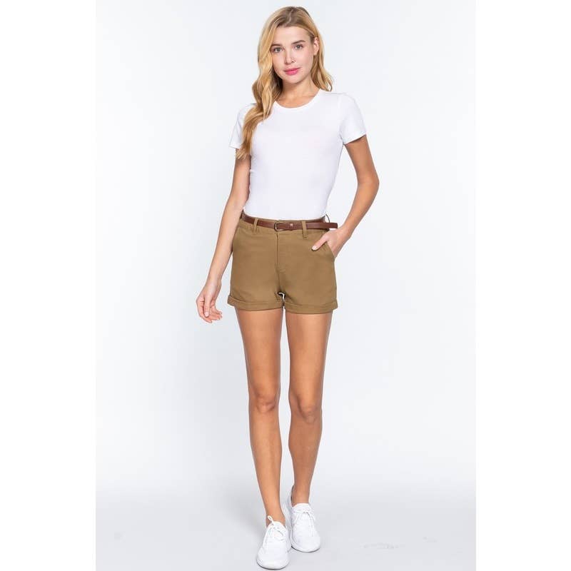 Paperdoll - Wholesale Shorts - Women's - COTTON-SPAN TWILL BELTED SHORT PANTS 7
