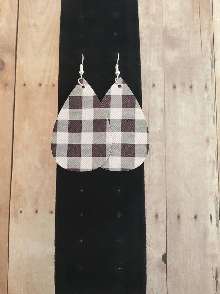 Buffalo Plaid Teardrop Earrings for wholesale by Creative Otters