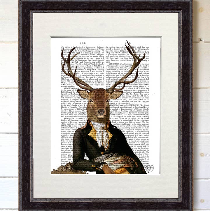 Deer and Chair Portrait, Book Print / Art Print / Wall Art for wholesale by FabFunky Ltd
