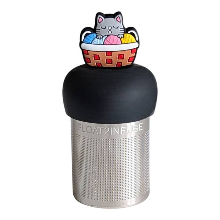 Cat Knitting | Floating Tea Steeper | Grey Base | Multicolor for wholesale by Float2infuse Tea Infuser