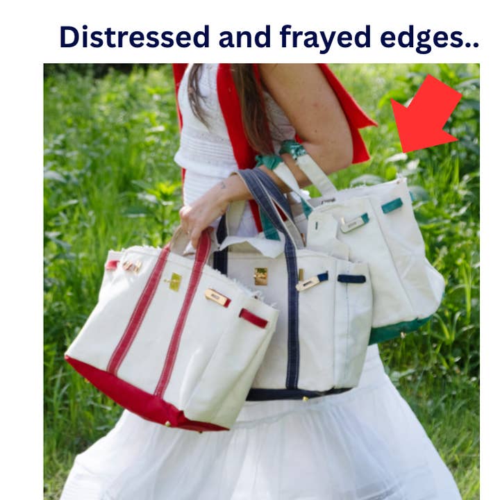 Runway Athletics - Wholesale Tote Bag - Women's - Canvas Tote Bag w/ Gold Buckle Hardware - Green Trim 2