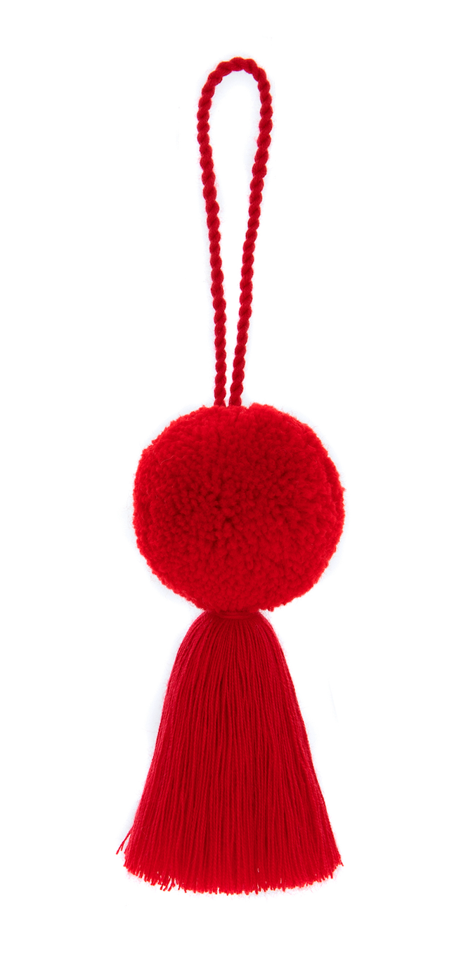 PomPom Galore – wholesale Christmas decoration – Christmas Pom Pom & Tassel Bauble Decoration - Red0