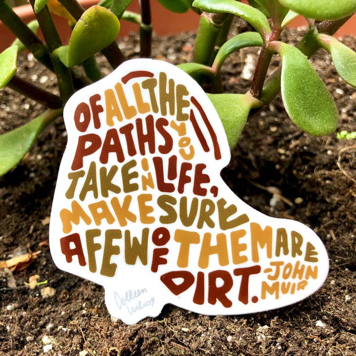 Wander On Words - Wholesale Sticker - Hand-Lettered Hiking Boot Nature Lover Sticker0