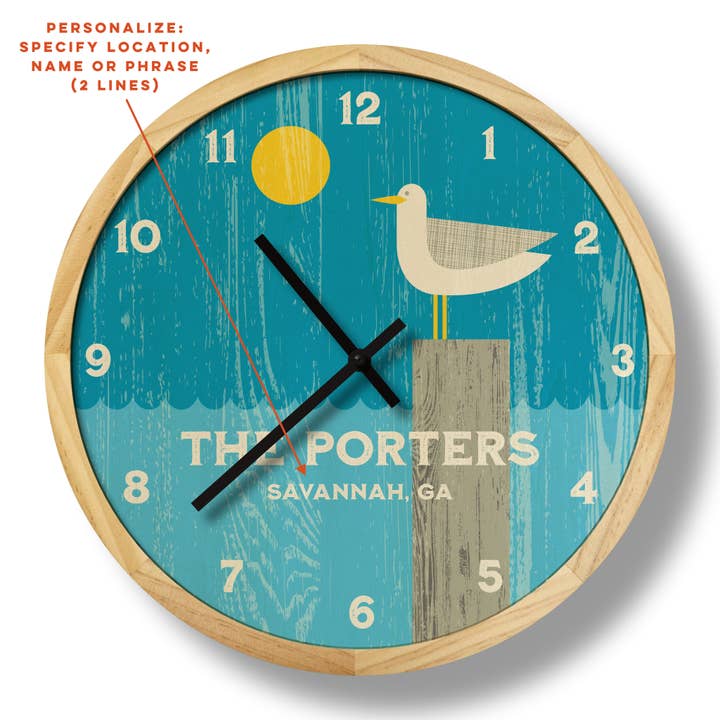Local Time Clock Co. - Wholesale Wall Clock - Personalized Seagull Wall Clock - 12" Diameter2