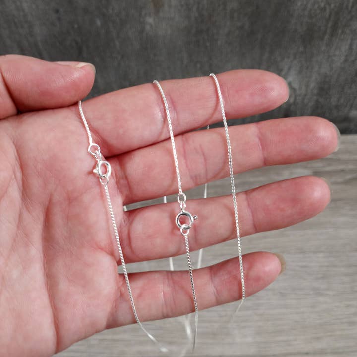 Keystone Crystals - Wholesale Link & Chain Necklace - Sterling Silver .08 Box Chain with Lobster Claw