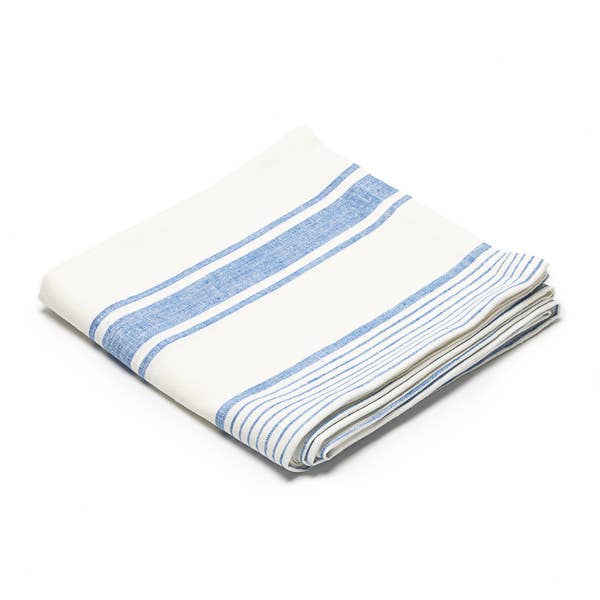 LinenMe – wholesale Tablecloth – Linen Tablecloth Off White Blue Tuscany, Striped, Prewashed