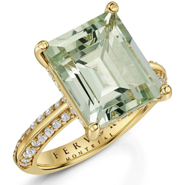 Fervor Montréal - Wholesale Cocktail/Statement Ring - Green Amethyst Emerald Cut Cocktail Ring