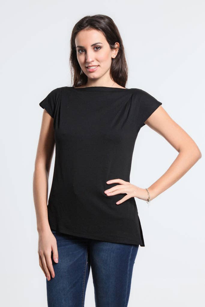 TINA Stephens Italy/Tees By Tina – Top de malha - Mulher por atacado – Kailyn Luxe - Chá de Fenda Lateral com Fenda Lateral (BSS221)5