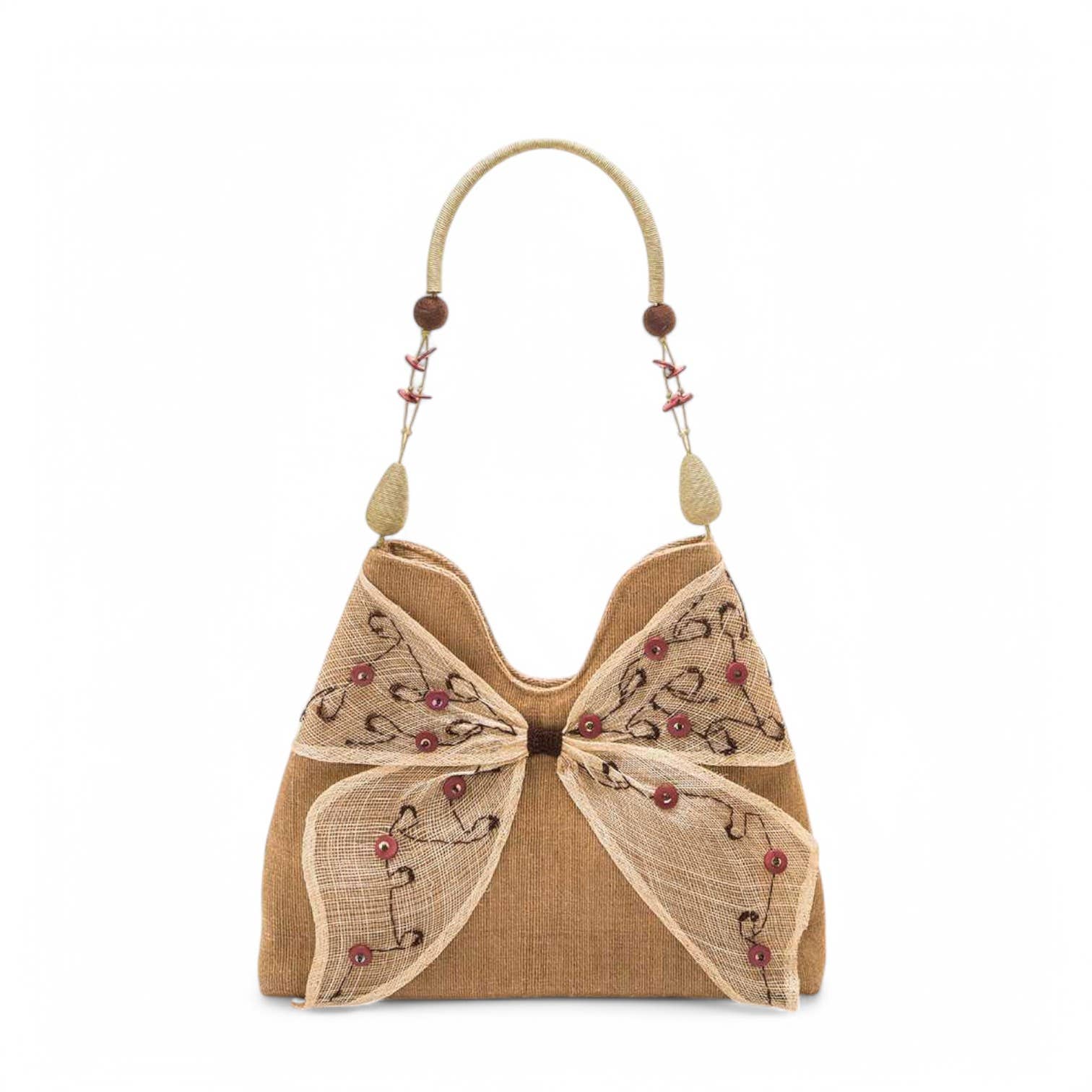 LA Jewelry Plaza - Wholesale Tote Bag - Women's - Mesh Bow Mix Media Handle Straw Tote4