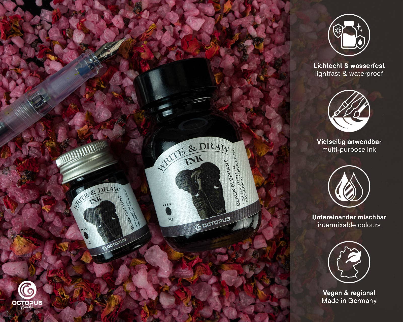 Octopus Concept GmbH - Wholesale Inkt voor schrijven - Octopus Write & Draw inkt 347 zwarte olifant schrijf- en tekeninkt 50 ml1