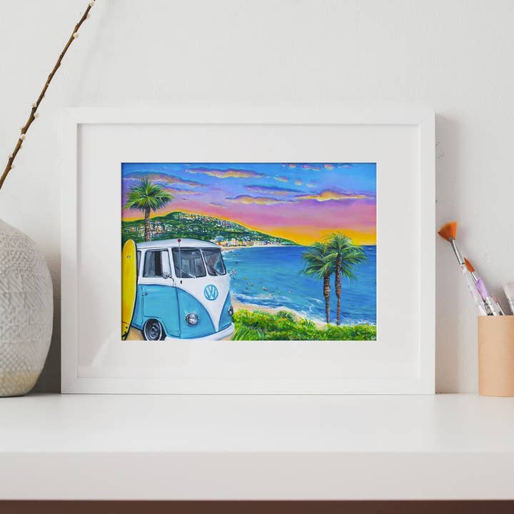 Laguna Beach konsttryck | Volkswagen bussmålning för wholesale av Chelzart