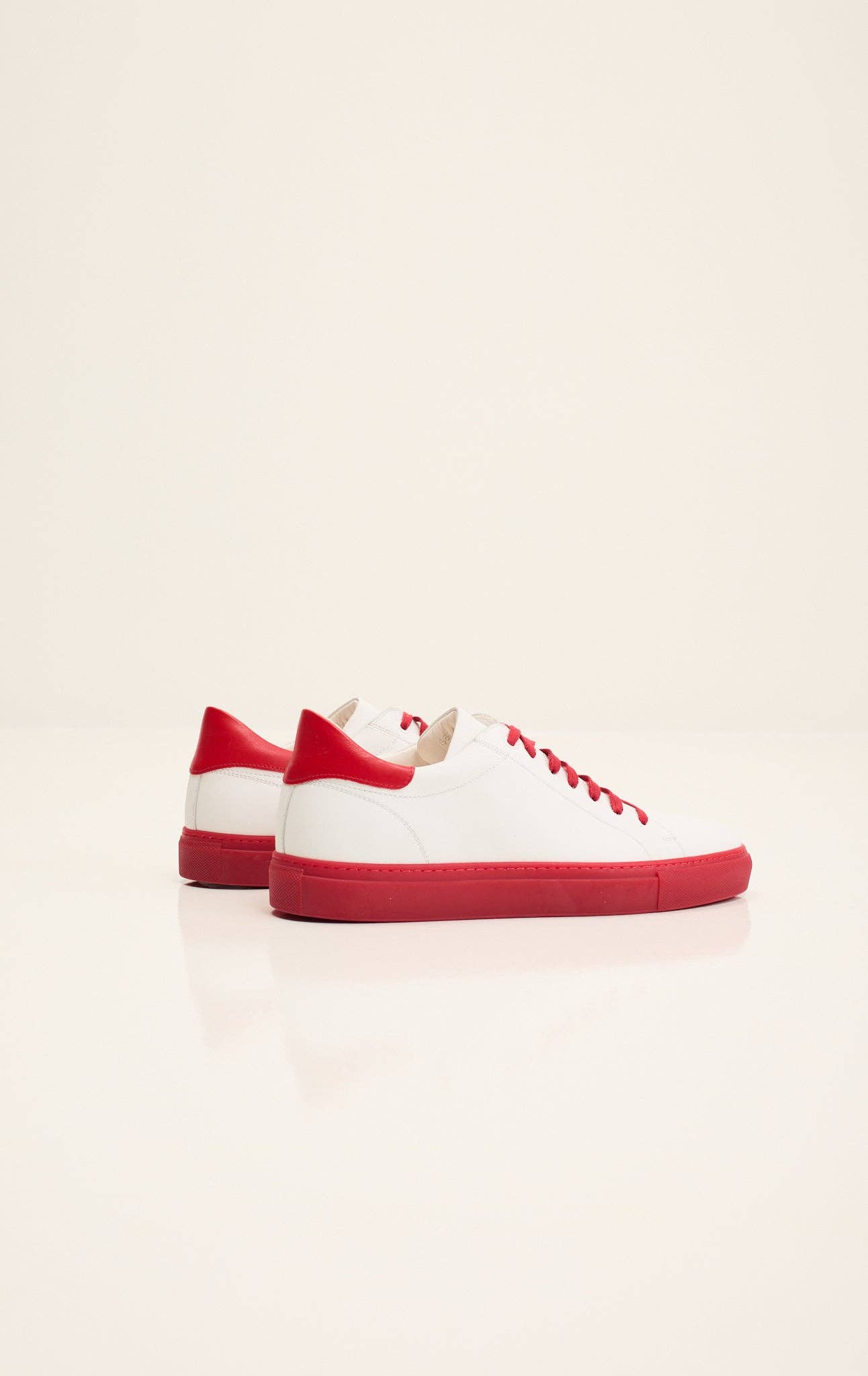 BLANC ROUGE Espadrilles de sport en cuir véritable pour hommes - blanc rouge en vente sur Faire3