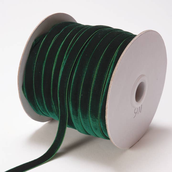 May Arts Ribbon - Wholesale Ribbon - Gift Wrapping - 3/8" Forest Green Classic Woven Velvet Ribbon0