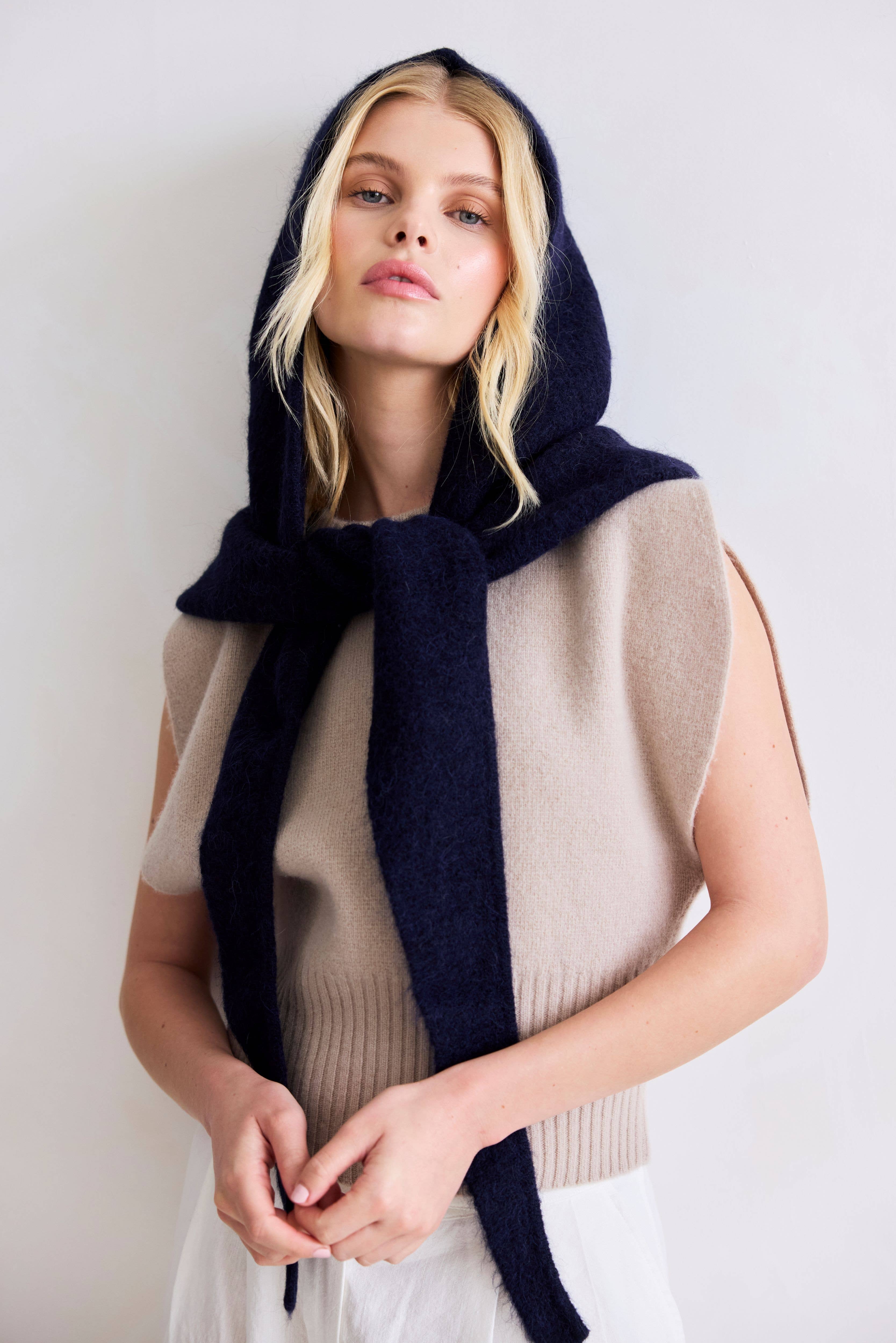 Arctic Fox & Co. - North America - Wholesale Scarf - Women's - The Alpaca Hooded Scarf - Deep Sea Navy - FW256