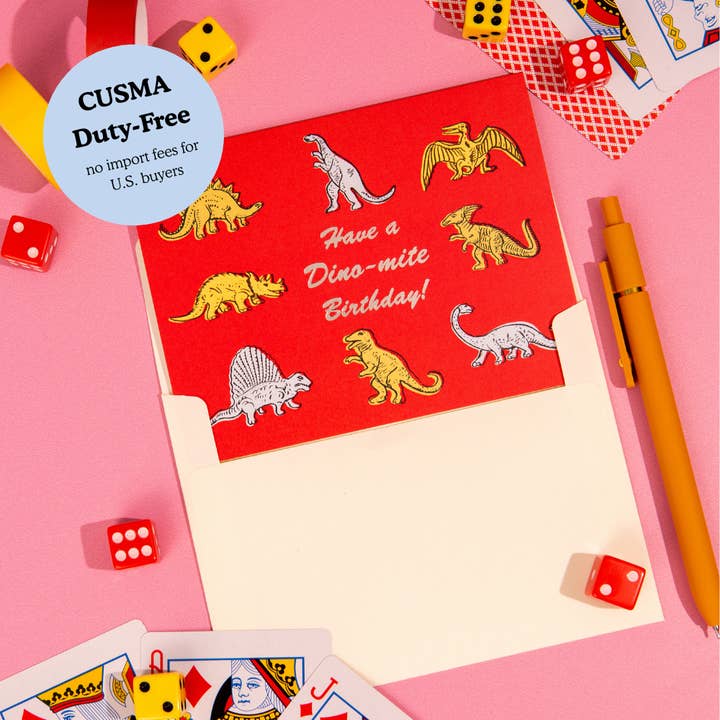 Dino-mite Birthday – Foil Birthday ✿ Kids Card for wholesale by Lucky Goods Paper