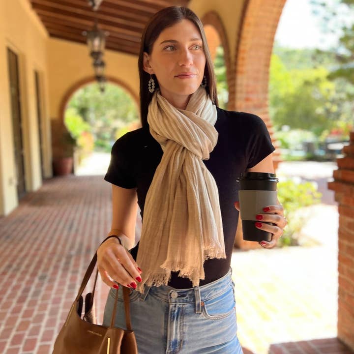 Humble Hilo - Wholesale Scarf - Women's - Humble Hilo Cumulus 100% Cotton Scarf Center Stripes23