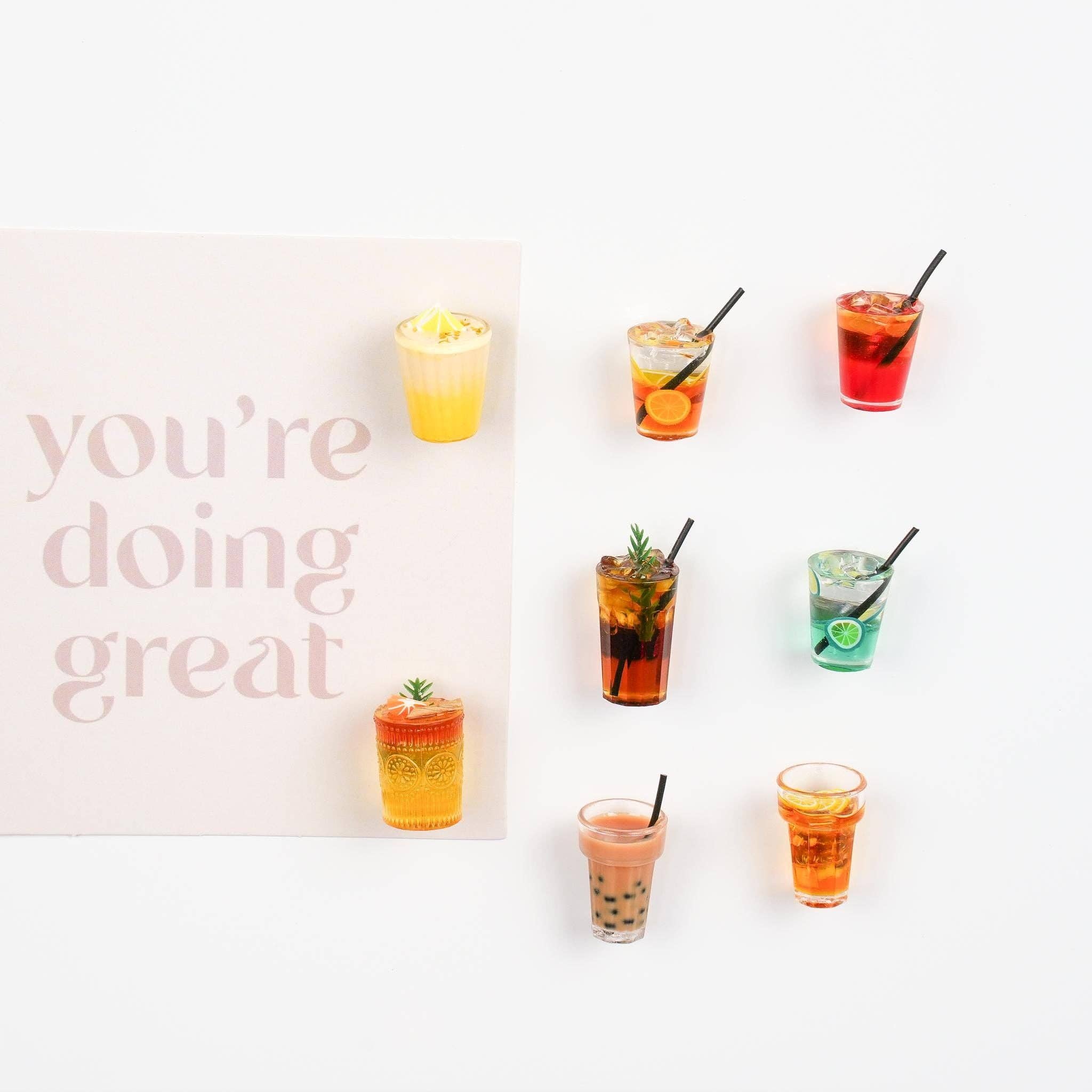 Mini Story Co – wholesale Magnet – Refreshing Beverage Magnet Set | Iced Coffee, Bubble Tea, Lemon Juice, Soft Drinks, Mocktail Kitchen Decor6