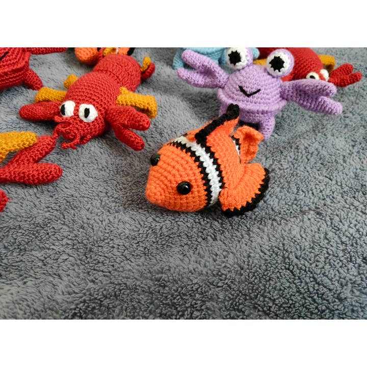 despinacrafting - Vendita all'ingrosso Peluche - Bambini e neonati - Giocattoli all'uncinetto a tema oceanico, giocattolo farcito con pesce, granchio, aragosta