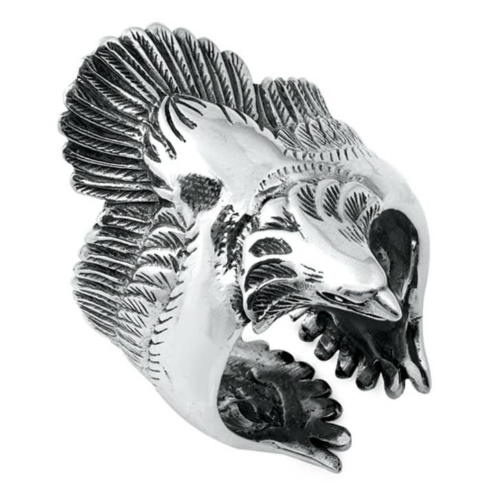 Sterling Silver Men's Eagle Ring, Wing Extended Eagle Ring, Eagle Band, Sterling Silver Eagle Ring, Unisex Ring, Adjustable , Size 7 To 13 for wholesale by CALIFORNIA TOE RINGS