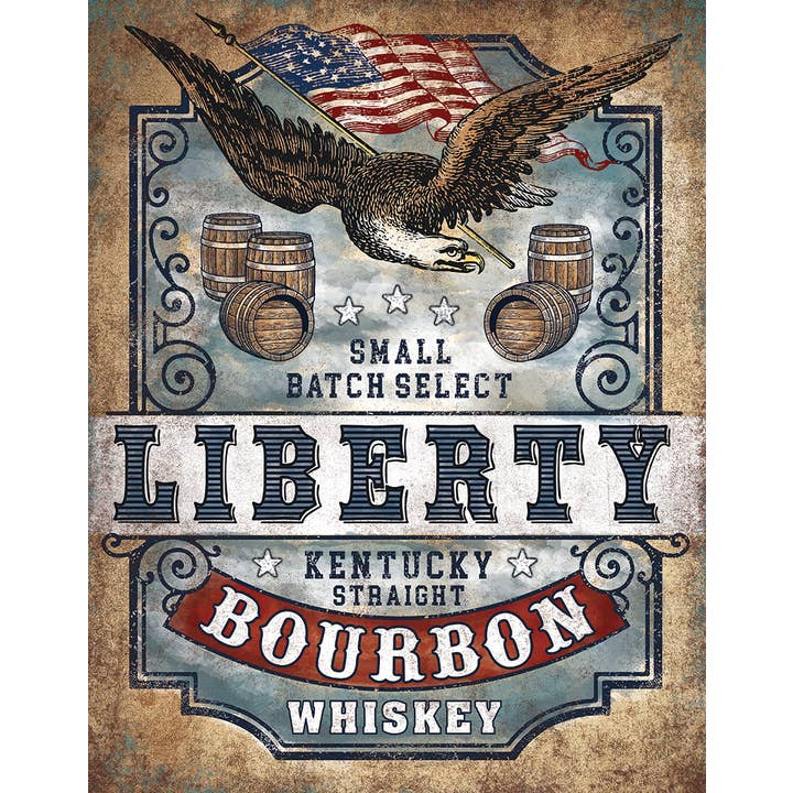 Liberty Bourbon Tin Sign for wholesale by Desperate Enterprises