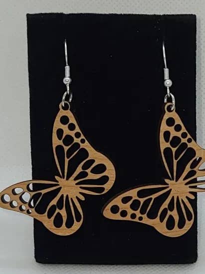 Walnut Butterfly Earrings for wholesale by Kristi's Keepsakes
