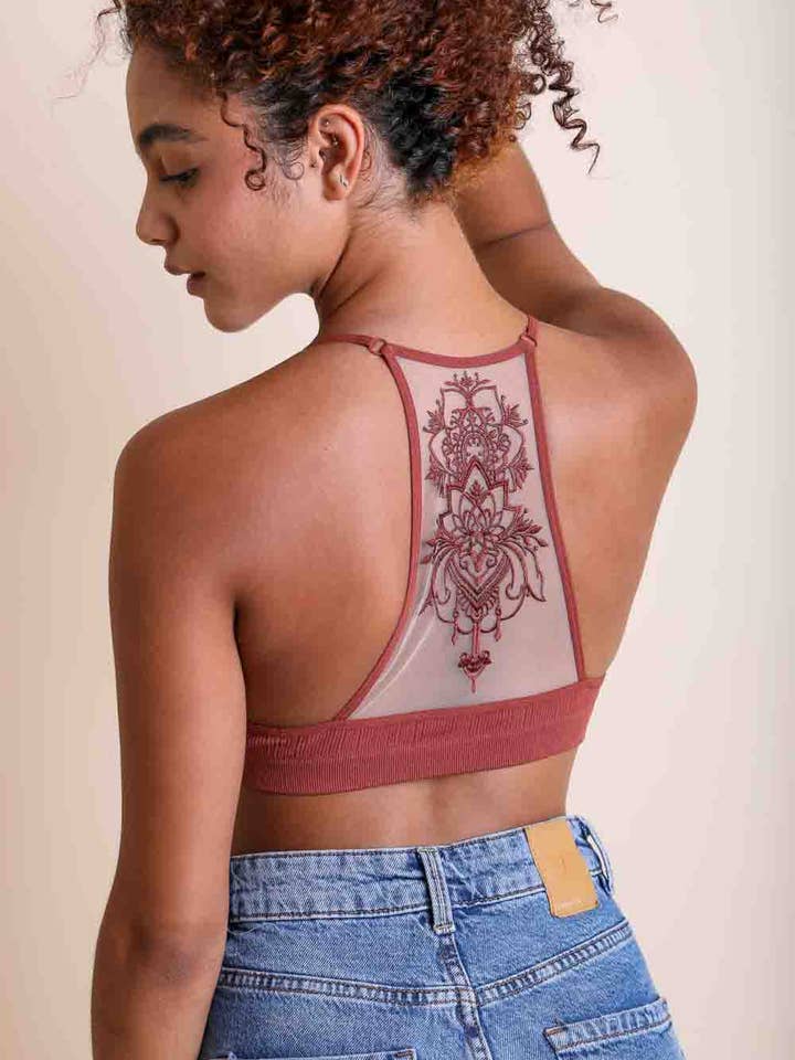 Leto Accessories - Venta al por mayor Brallete - Mujer - Leto Original - Bralette de malla con tatuaje y espalda racer9