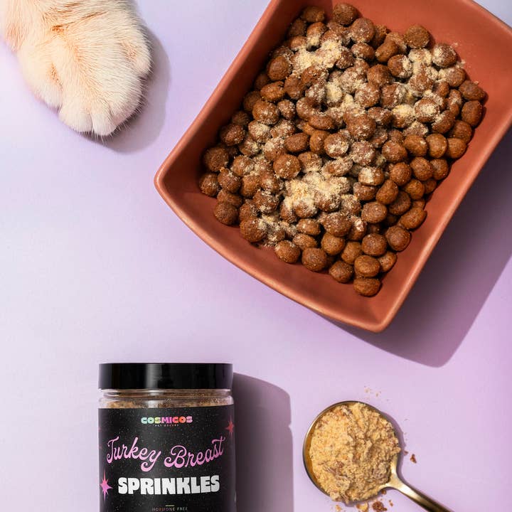 Turkey Breast Sprinkles – High-Protein Topping for Cats & Dogs! for wholesale by Cosmicos Pet Bakery