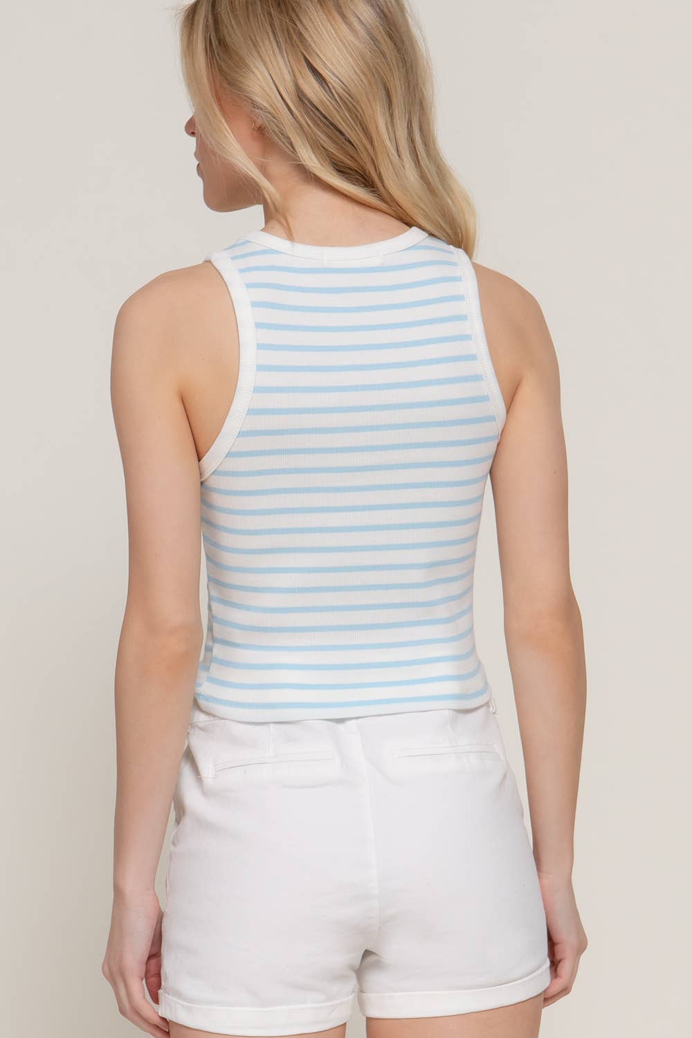 Active Basic | Active USA – Tops – Mulher por atacado – Top de Malha Canelada de Algodão com Risca e Decote Redondo sem Mangas13