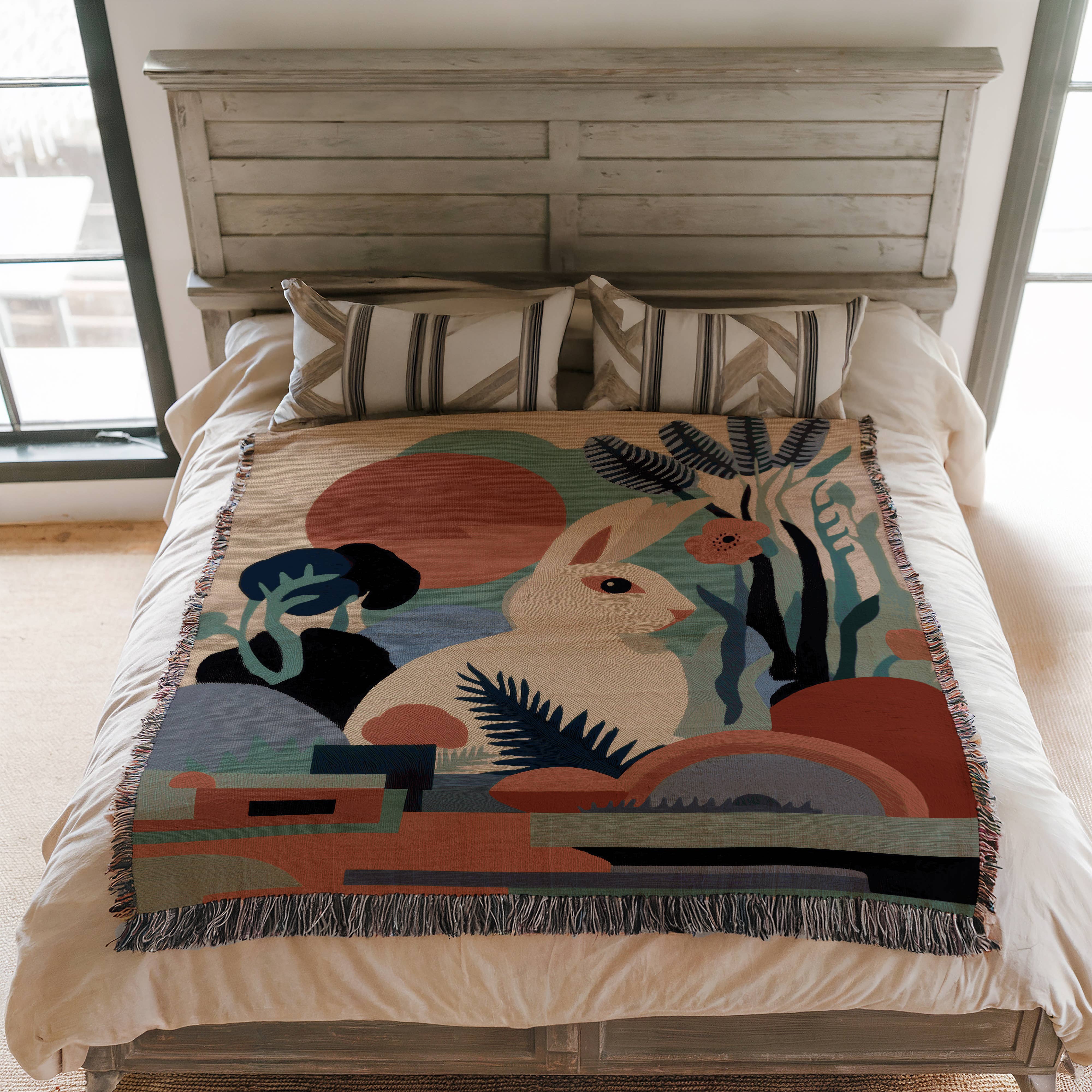 CasaIuliia – Engroshandel Tæppe – Moderne Kanin Vævet Tæppe – Kunstnerisk Bomulds Jacquard Plaid3