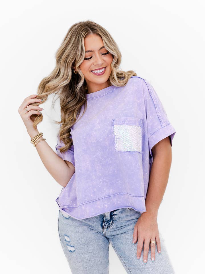 Faeve Lavender Mineral Washed Cotton Top for wholesale by Whiskey Darling