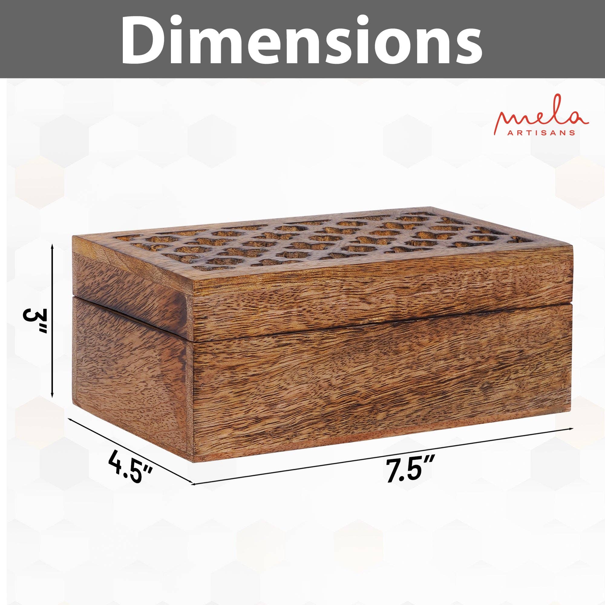 Mela Artisans - Wholesale Decorative Box - Trellis Storage Boxes in Rustic Brown Finish0