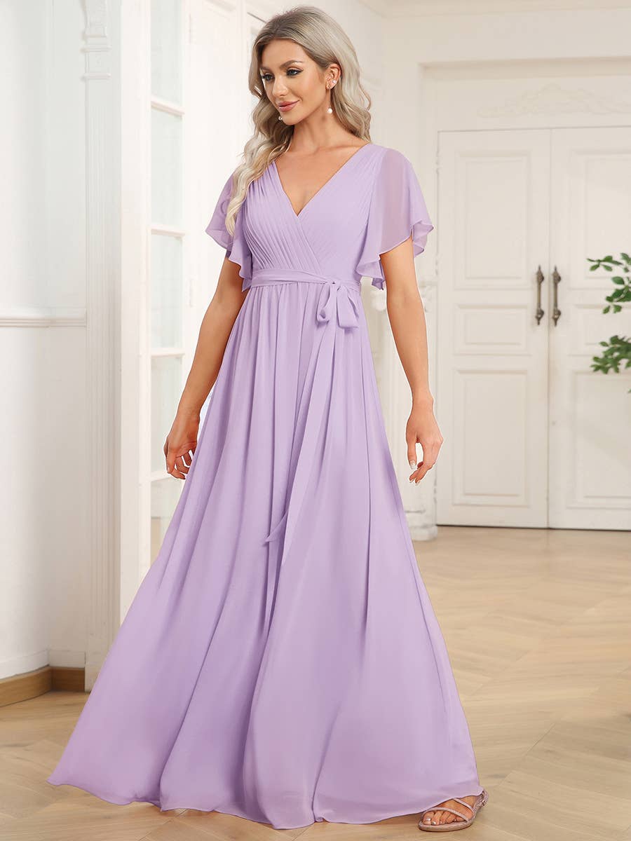 Ever-Pretty - Vente Robe – femme - Robes de soirée à volants à manches courtes exclusives B2B55
