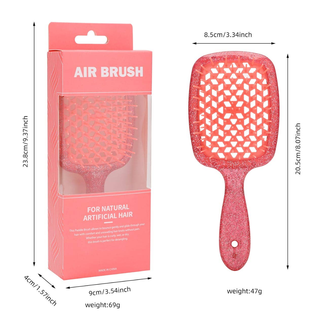 MEHIAZ - Wholesale Hair Brush/Comb - Glitter Vent Paddle Hair Brush – Detangling & Styling Brush2