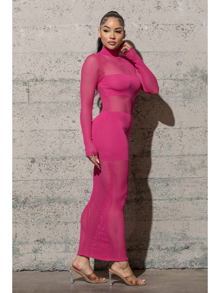 Melrose with Love - Wholesale Dress - Women's - MAXI SWEATER MESH DRESS1