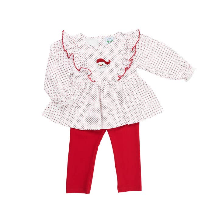 Red French Knot Santa Girl Pant Set for wholesale by Southern Taters