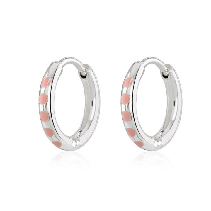 Silberne Huggies mit rosa Emaille für den Großhandel von Coral & Mint