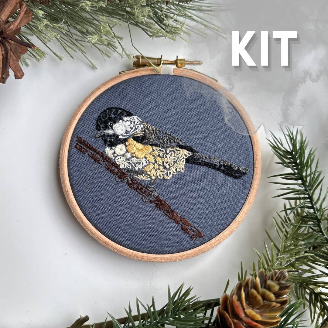 Nest Embirdery - Wholesale Embroidery/Cross Stitch Supplies - Chickadee-dee Kit