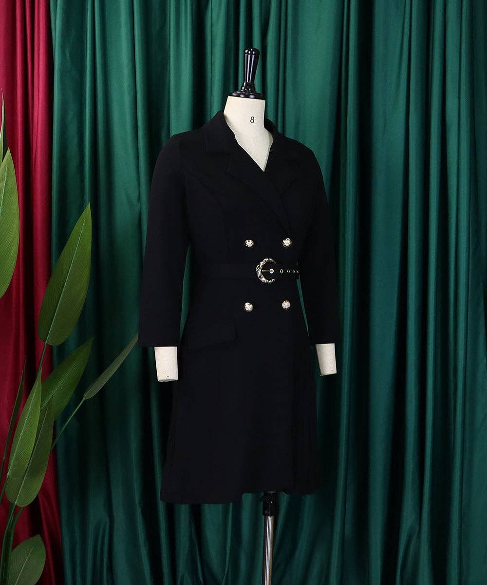 Aria Romance - Wholesale Dress - Women's - Pleated Patchwork Blazer Dress14