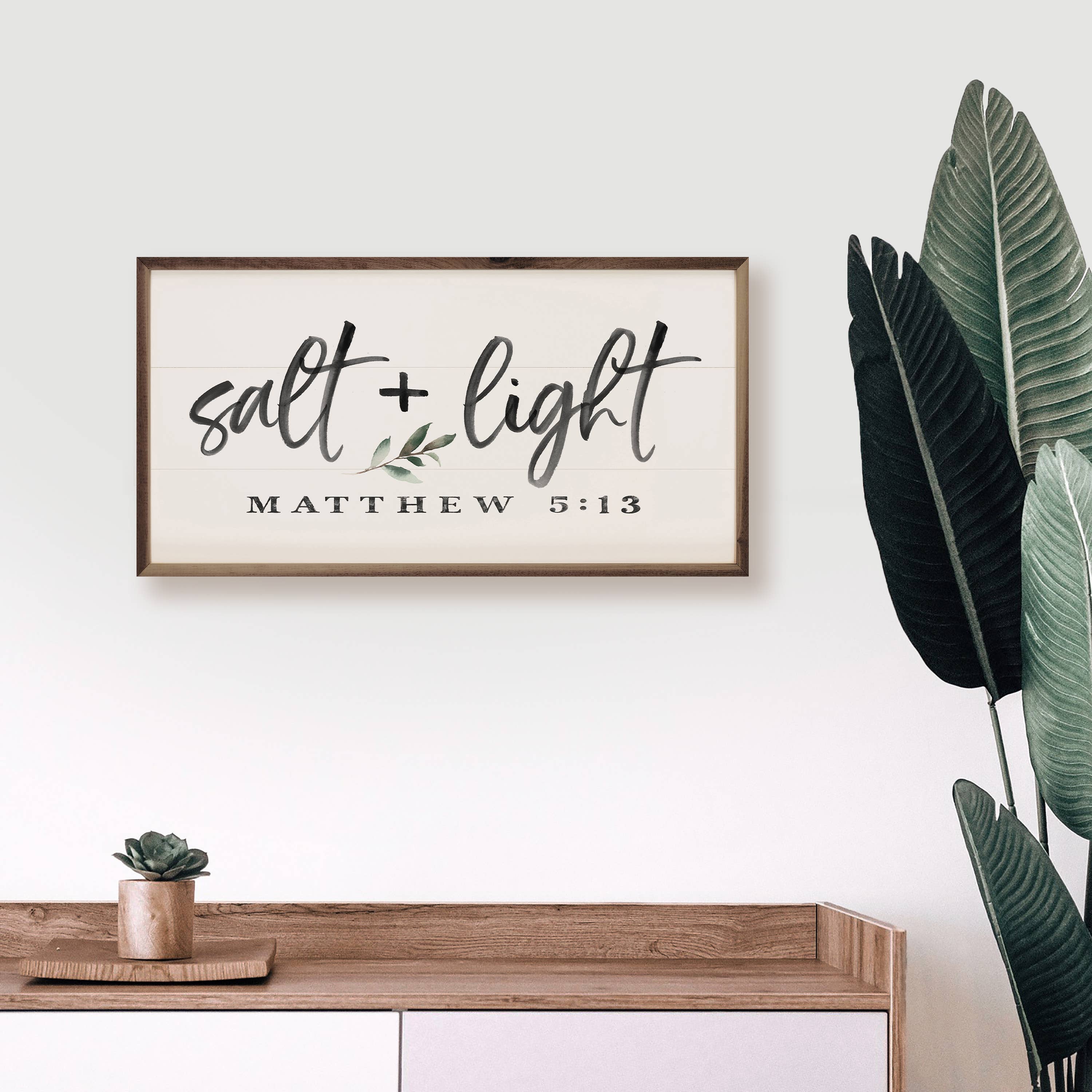 Kendrick Home - Wholesale Sign - Salt And Light Matthew 5 13 Greenery White2