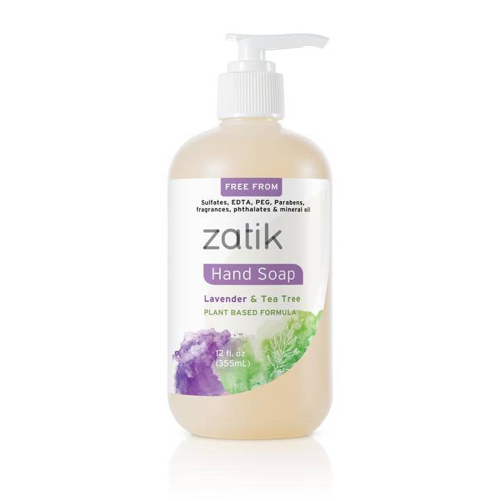 Zatik Naturals - Wholesale Hand Soap/Wash - Lavender & Tea Tree Liquid Hand Soap, 12 fl oz