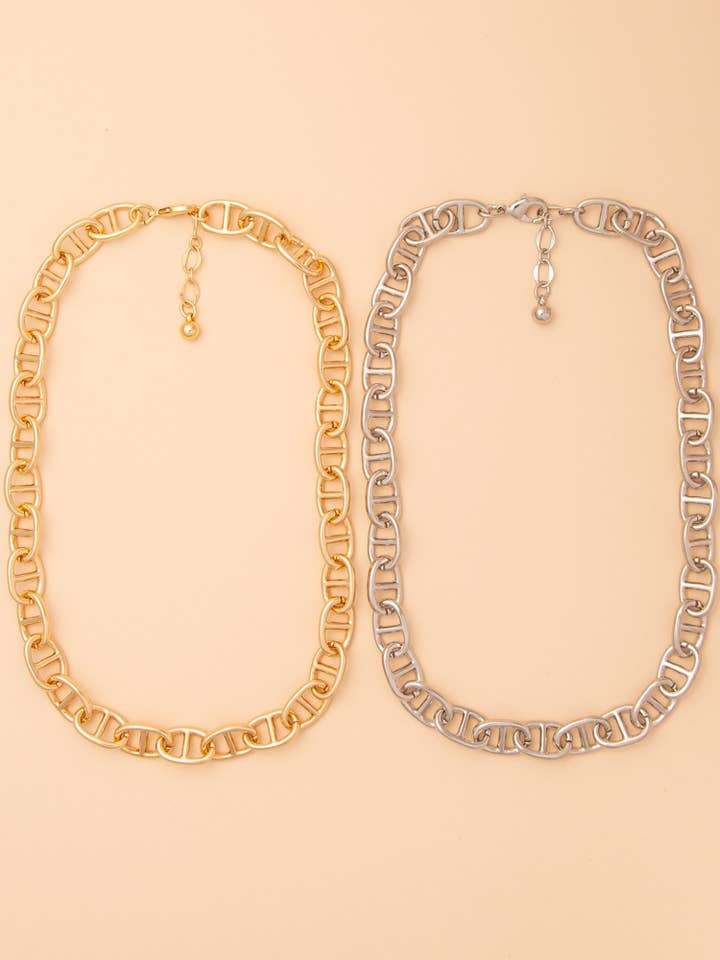 Polished Soda Tab Link Chain Necklace for wholesale by SP Sophia Collection