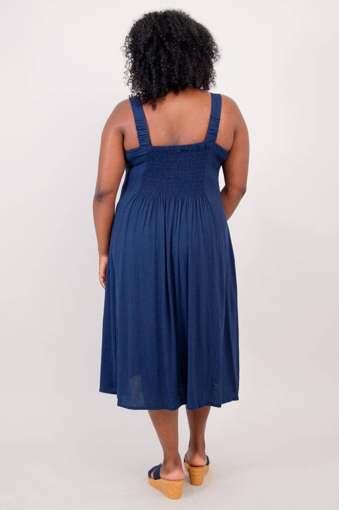 Blue Sky Clothing Co LLC - Wholesale Dress - Women's - Shauna Dress, Indigo, Linen Bamboo1