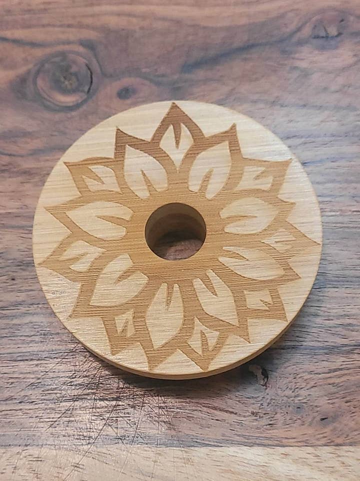 Flower bamboo lid, customization available for wholesale by Jangles by Jan