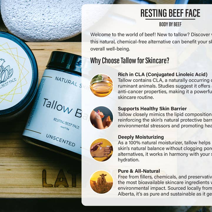 Resting Beef Face - Wholesale Body Balm/Butter - RESTING BEEF FACE | TALLOW BODY BUTTER | 4oz4