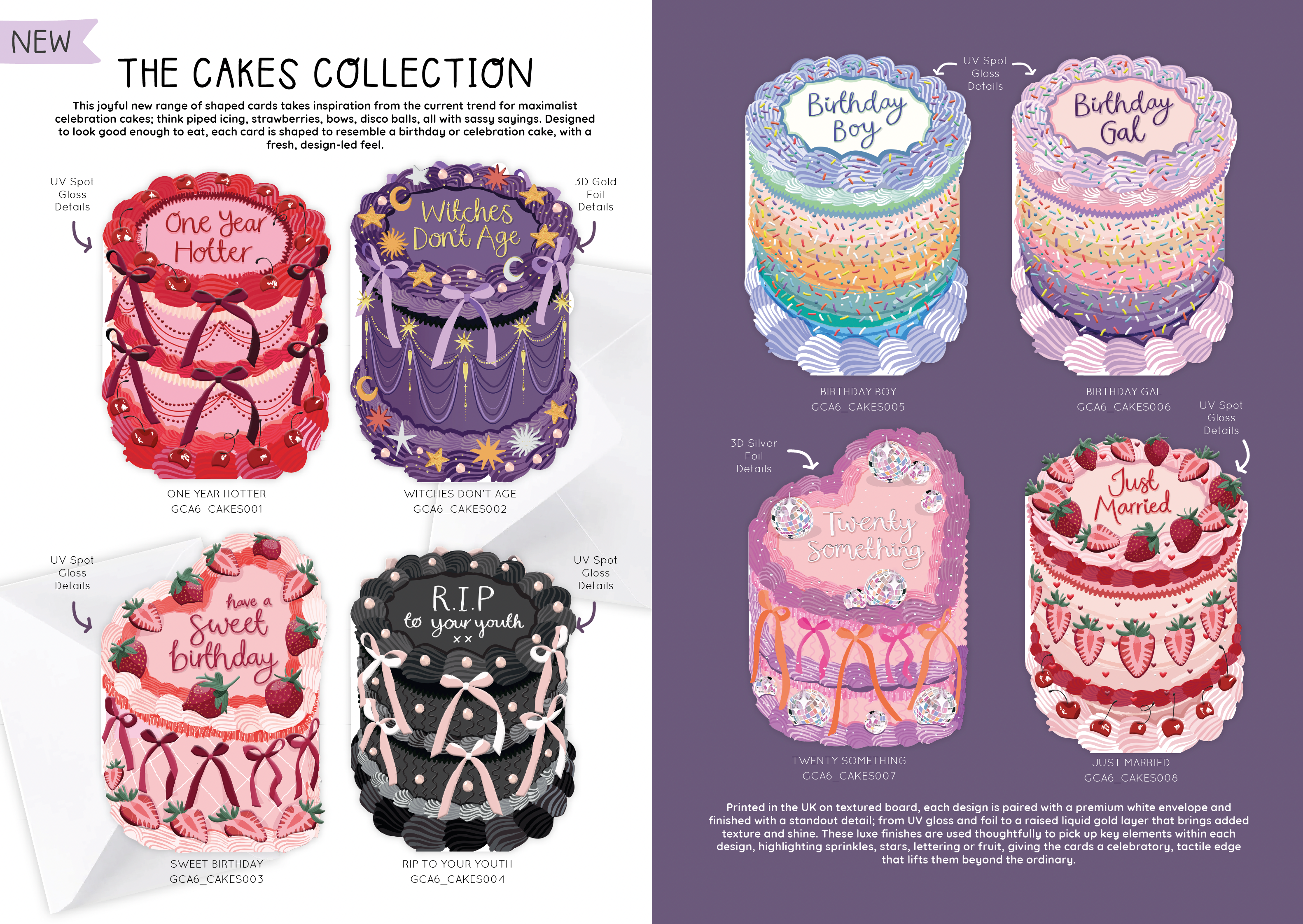 Two For Joy Illustration - Wholesale Birthday Card - One Year Hotter - Birthday Cake Shaped Greeting Card3