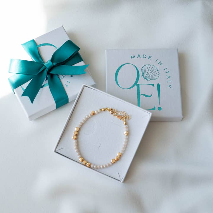 OE! – Großhandel Perlenarmband – CRISTALLI - Armband aus facettiertem Glas aus Roségold
